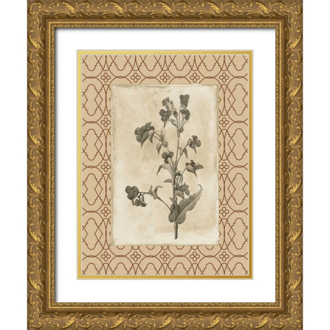 Floral bordered 3 Gold Ornate Wood Framed Art Print with Double Matting by Grey, Jace