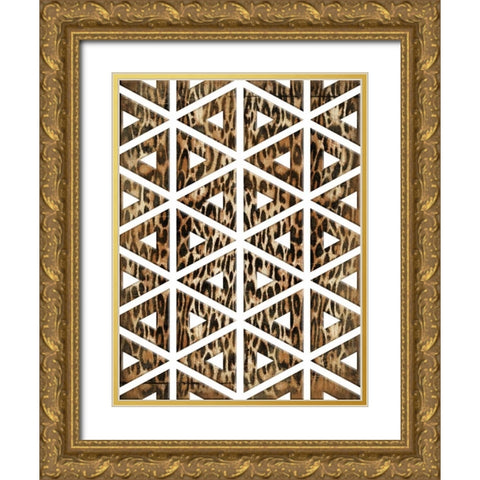 Triangular animals Gold Ornate Wood Framed Art Print with Double Matting by Grey, Jace