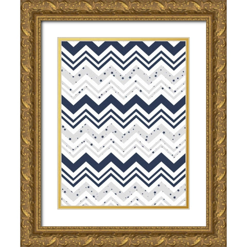 Star chevron Gold Ornate Wood Framed Art Print with Double Matting by Grey, Jace