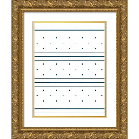Blue Lines and dots Gold Ornate Wood Framed Art Print with Double Matting by Grey, Jace