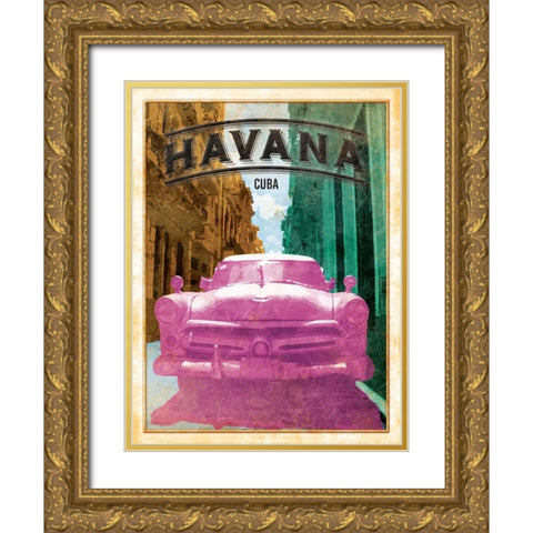 Havana Cover Gold Ornate Wood Framed Art Print with Double Matting by Grey, Jace