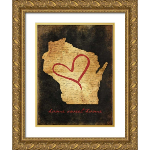 Home Sweet Home WI Gold Ornate Wood Framed Art Print with Double Matting by Grey, Jace