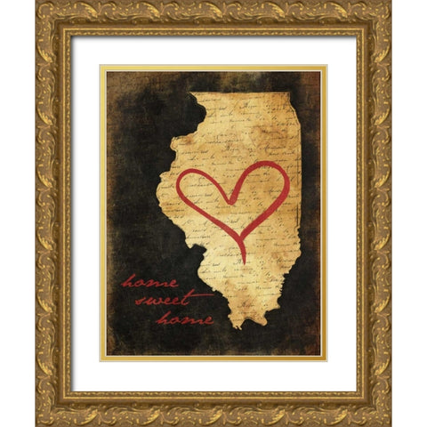 Home Sweet Home IL Gold Ornate Wood Framed Art Print with Double Matting by Grey, Jace