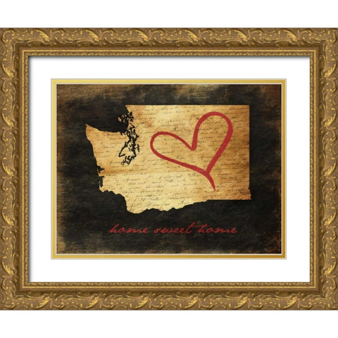 Home Sweet Home WA Gold Ornate Wood Framed Art Print with Double Matting by Grey, Jace