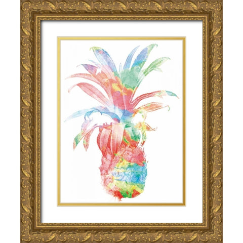 Colorful Pineapple Clean Gold Ornate Wood Framed Art Print with Double Matting by Grey, Jace
