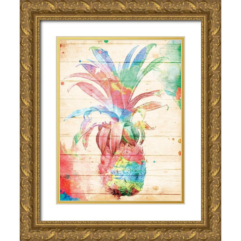 Colorful Pineapple Gold Ornate Wood Framed Art Print with Double Matting by Grey, Jace