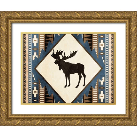 Moose Pattern Horizontal Gold Ornate Wood Framed Art Print with Double Matting by Grey, Jace