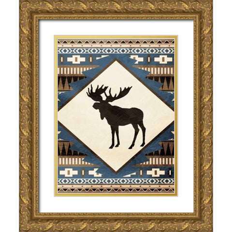Moose Pattern Gold Ornate Wood Framed Art Print with Double Matting by Grey, Jace