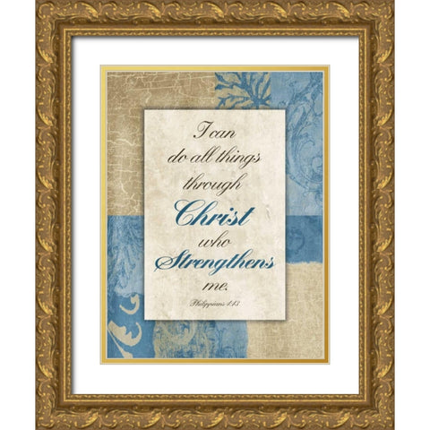 Christ Strength Gold Ornate Wood Framed Art Print with Double Matting by Grey, Jace