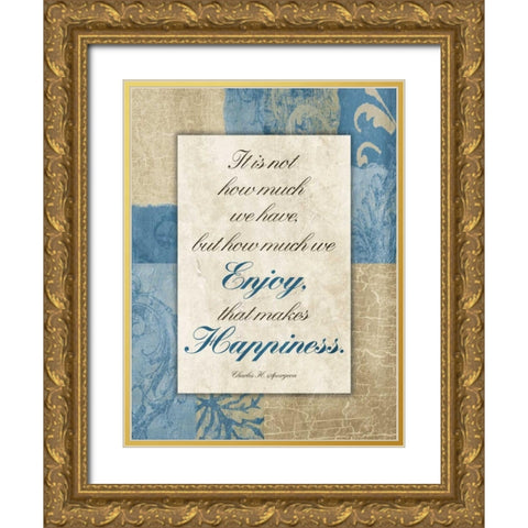 Enjoy Happiness Gold Ornate Wood Framed Art Print with Double Matting by Grey, Jace