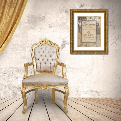 Dream Live Gold Ornate Wood Framed Art Print with Double Matting by Grey, Jace