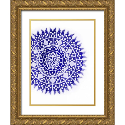 Indigo Coastal Pattern Gold Ornate Wood Framed Art Print with Double Matting by Grey, Jace