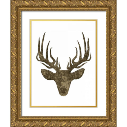 Aged Deer Mate Gold Ornate Wood Framed Art Print with Double Matting by Grey, Jace