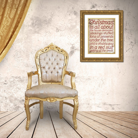 Christmas Is All About Type Gold Ornate Wood Framed Art Print with Double Matting by Grey, Jace