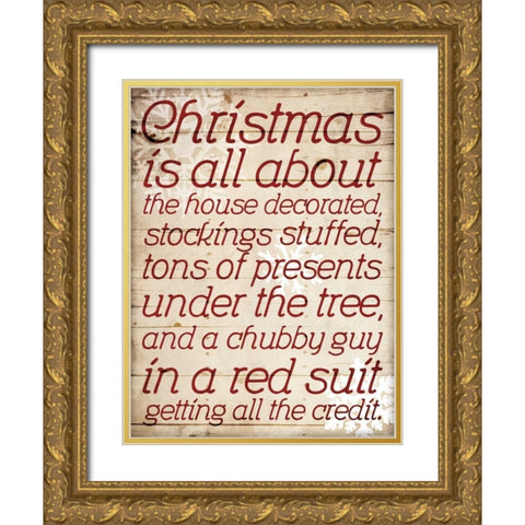 Christmas Is All About Type Gold Ornate Wood Framed Art Print with Double Matting by Grey, Jace