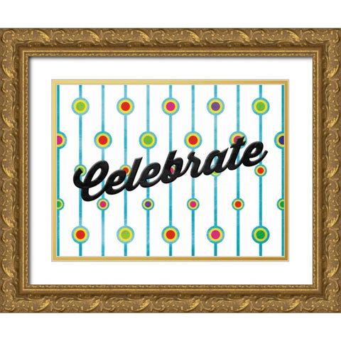 Celebrate Dots Gold Ornate Wood Framed Art Print with Double Matting by Grey, Jace