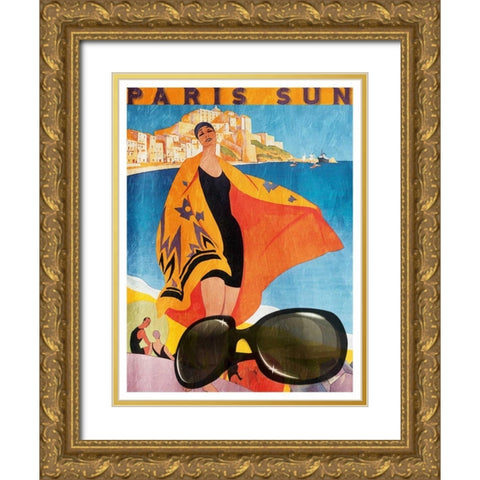 Paris Sun Gold Ornate Wood Framed Art Print with Double Matting by Grey, Jace