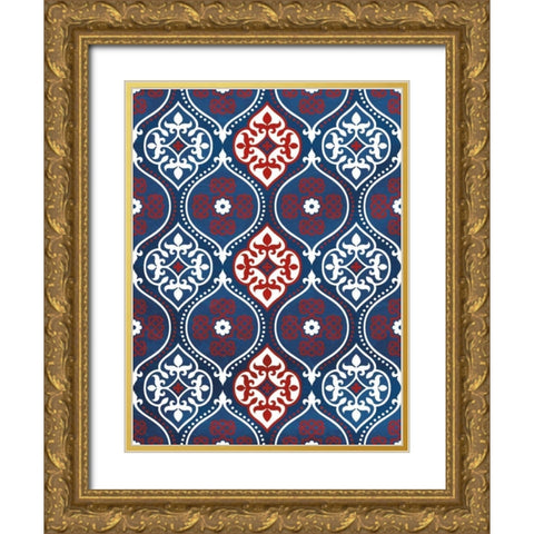 Moraccan Patriot Gold Ornate Wood Framed Art Print with Double Matting by Grey, Jace