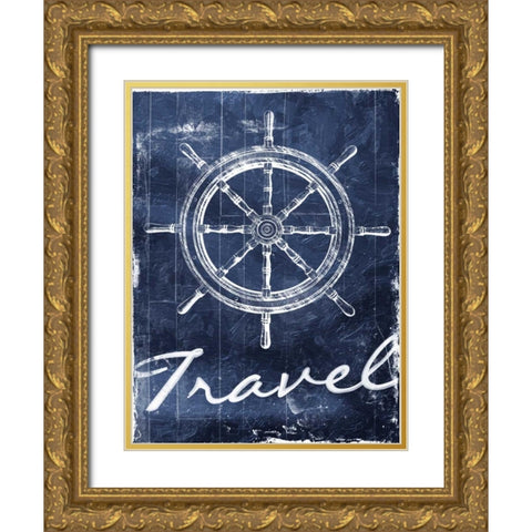 Travel To Your Blue Gold Ornate Wood Framed Art Print with Double Matting by Grey, Jace