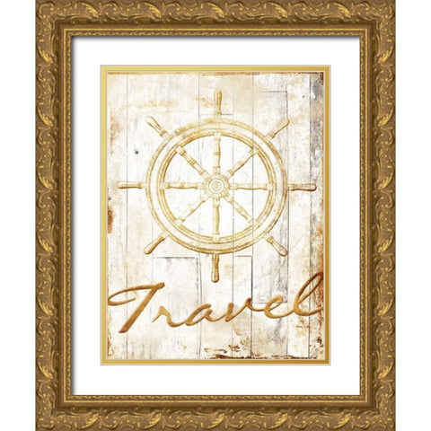 Travel To Your Gold Gold Ornate Wood Framed Art Print with Double Matting by Grey, Jace