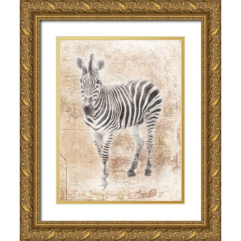 African Zebra Gold Ornate Wood Framed Art Print with Double Matting by Grey, Jace