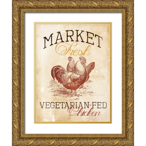Vegetarian Fed Chicken Gold Ornate Wood Framed Art Print with Double Matting by Grey, Jace