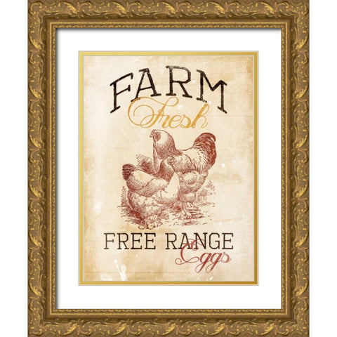 Free Range Eggs Gold Ornate Wood Framed Art Print with Double Matting by Grey, Jace