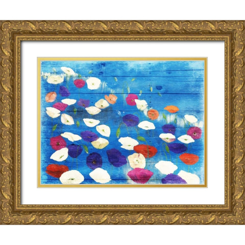 Patch Of Colors Gold Ornate Wood Framed Art Print with Double Matting by Grey, Jace