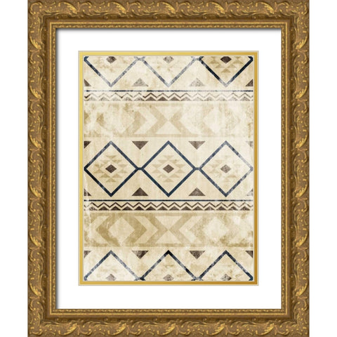 Lodge Patterned Mate Gold Ornate Wood Framed Art Print with Double Matting by Grey, Jace