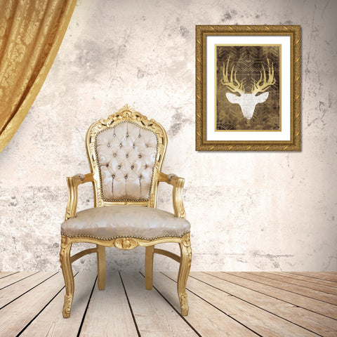 Deer In The Light Mate Gold Ornate Wood Framed Art Print with Double Matting by Grey, Jace