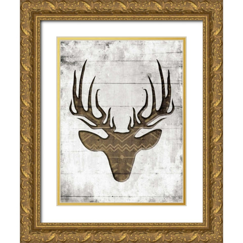 White Wood Dear Mate Gold Ornate Wood Framed Art Print with Double Matting by Grey, Jace