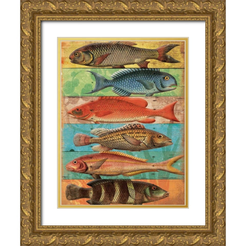 Fish Wall Gold Ornate Wood Framed Art Print with Double Matting by Grey, Jace
