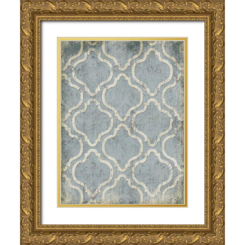 Antique Reverse Blue Wall Gold Ornate Wood Framed Art Print with Double Matting by Grey, Jace