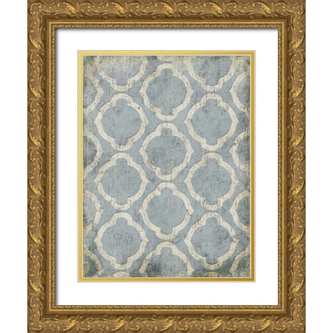 Antique Reverse Blue Wall Mate Gold Ornate Wood Framed Art Print with Double Matting by Grey, Jace