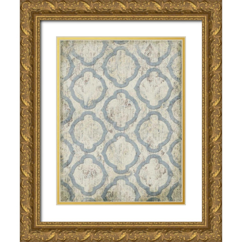 Antique Blue Wall Mate Gold Ornate Wood Framed Art Print with Double Matting by Grey, Jace