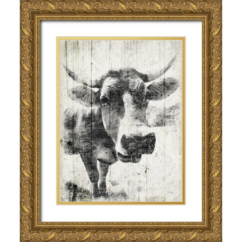 Vintage Cow Mate Gold Ornate Wood Framed Art Print with Double Matting by Grey, Jace