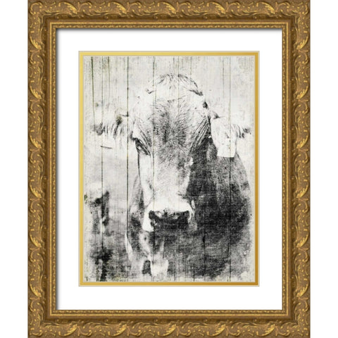 Vintage Cow Gold Ornate Wood Framed Art Print with Double Matting by Grey, Jace