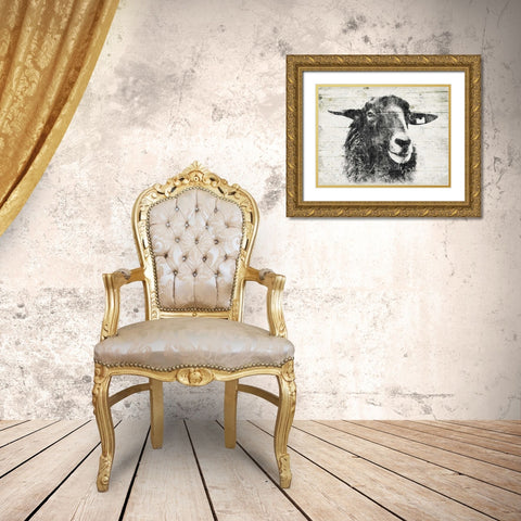 Vintage Sheep Gold Ornate Wood Framed Art Print with Double Matting by Grey, Jace