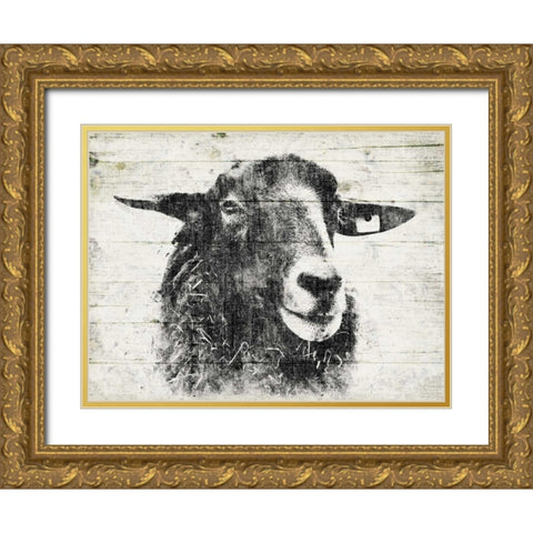 Vintage Sheep Gold Ornate Wood Framed Art Print with Double Matting by Grey, Jace
