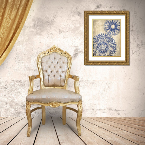 Coastal Indigo Pattern Third Gold Ornate Wood Framed Art Print with Double Matting by Grey, Jace