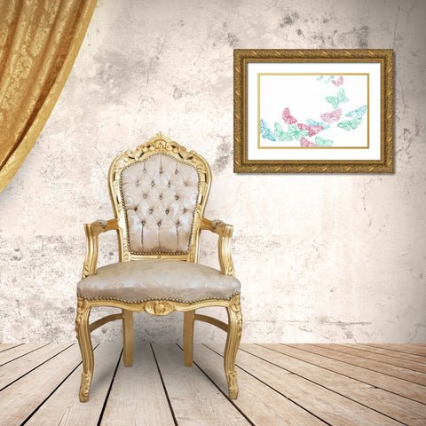 Smoothie Butterflies Gold Ornate Wood Framed Art Print with Double Matting by Grey, Jace