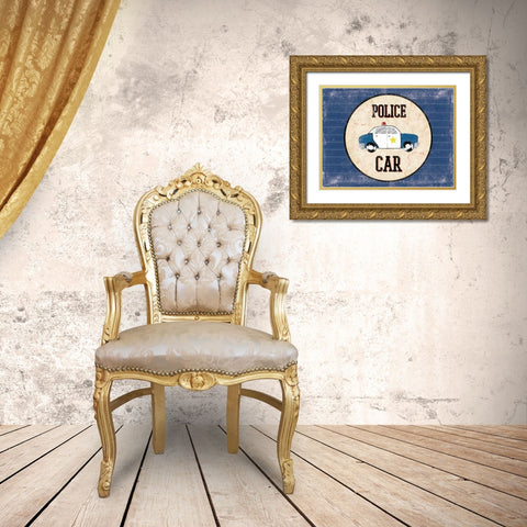 Police Car Blues Gold Ornate Wood Framed Art Print with Double Matting by Grey, Jace