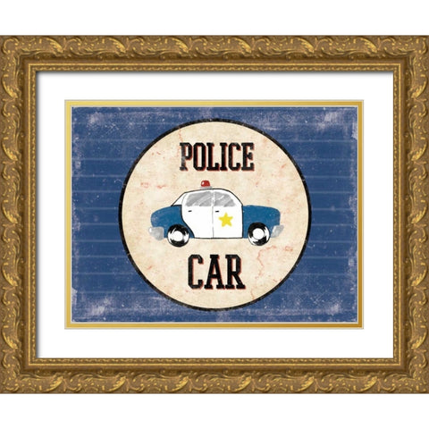 Police Car Blues Gold Ornate Wood Framed Art Print with Double Matting by Grey, Jace