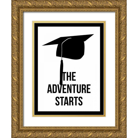 The Adventure Starts Gold Ornate Wood Framed Art Print with Double Matting by Grey, Jace