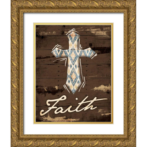 Faith Cross Gold Ornate Wood Framed Art Print with Double Matting by Grey, Jace