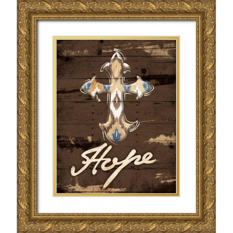 Hope Cross Gold Ornate Wood Framed Art Print with Double Matting by Grey, Jace