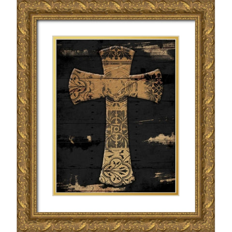 Gold Cross 1 Gold Ornate Wood Framed Art Print with Double Matting by Grey, Jace