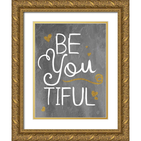 BeUtiful Grey Gold Ornate Wood Framed Art Print with Double Matting by Grey, Jace
