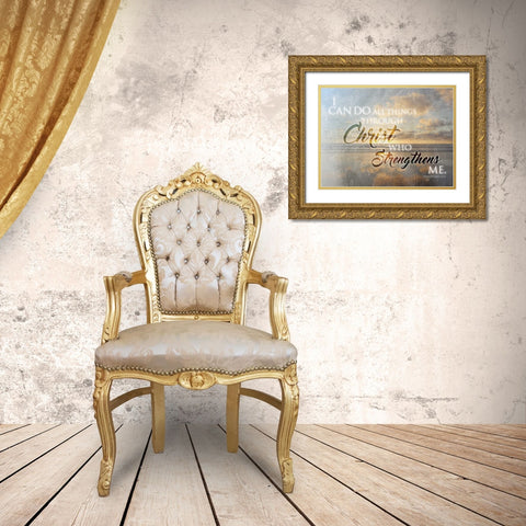 Christ Sunset Gold Ornate Wood Framed Art Print with Double Matting by Grey, Jace