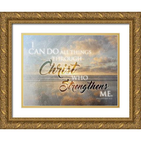 Christ Sunset Gold Ornate Wood Framed Art Print with Double Matting by Grey, Jace